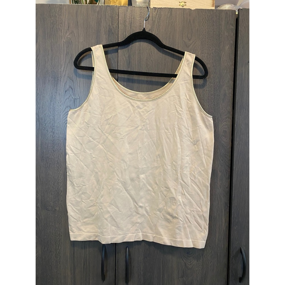 Lane Bryant Nude Tan Gold Trim Scoop Neck Tank Top Plus Size 22/24